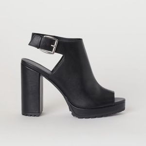 Faux Leather Ankle Boots Open Heels and Toe Size 6